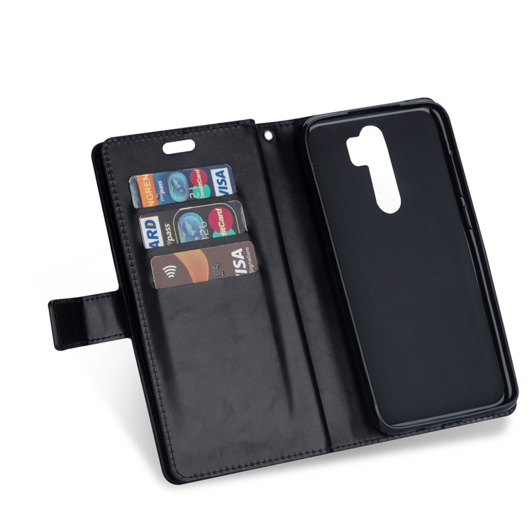 Multi-slot Wallet Zippered Leather Cover Stand Case for Xiaomi Redmi Note 8 Pro - Black-3