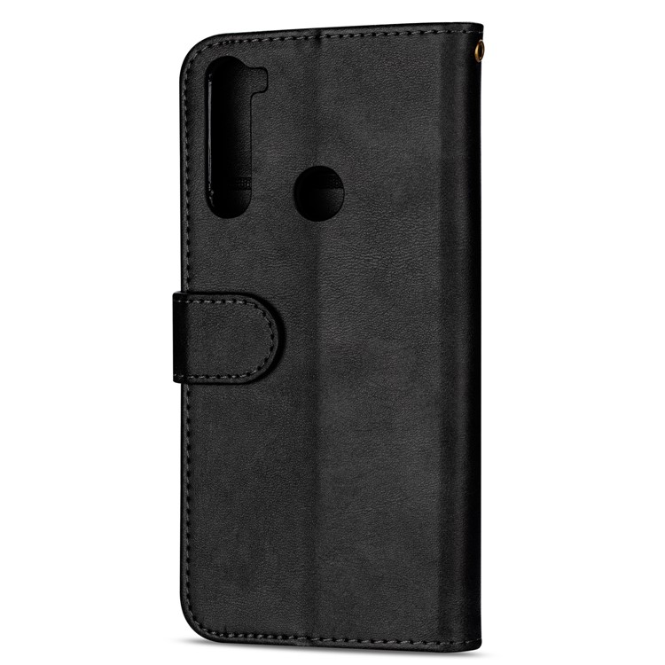 Zipper Pocket Leather Wallet Cover Case for Xiaomi Redmi Note 8 - Black-4