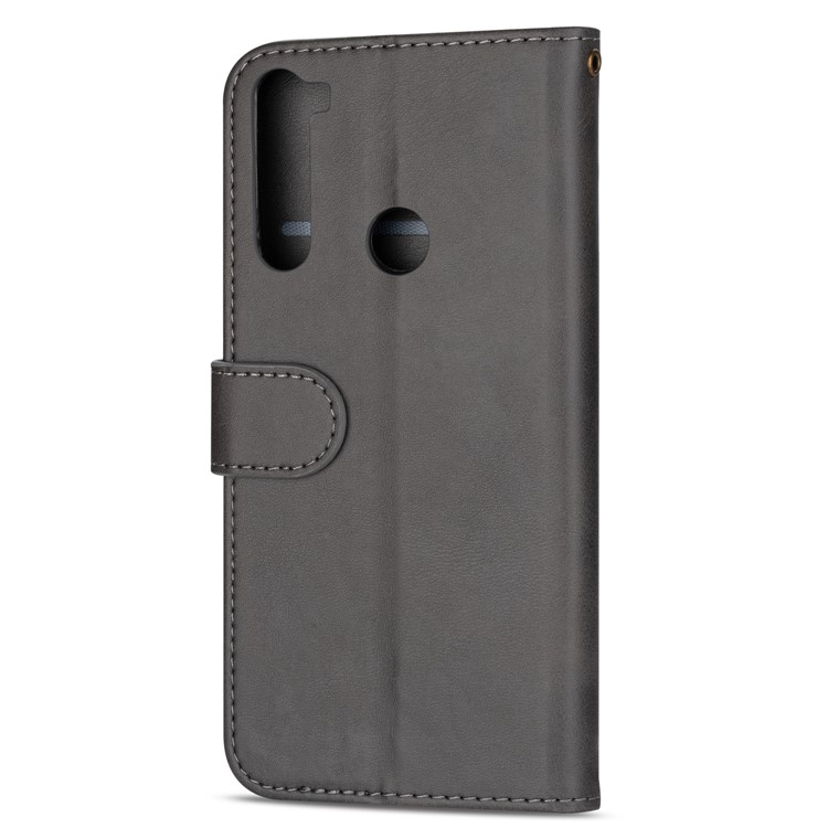 Zipper Pocket Leather Wallet Cover Case for Xiaomi Redmi Note 8 - Grey-3