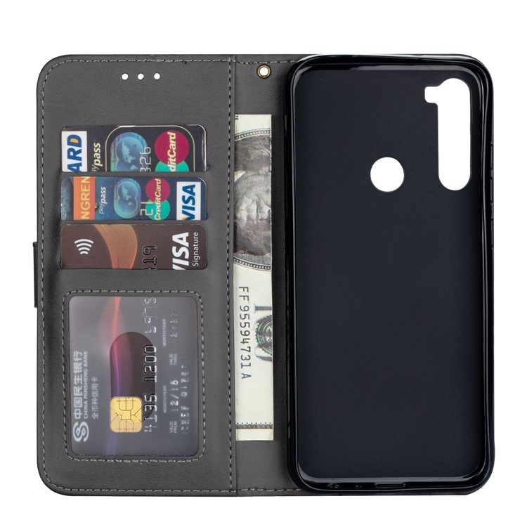 Zipper Pocket Leather Wallet Cover Case for Xiaomi Redmi Note 8 - Grey-4