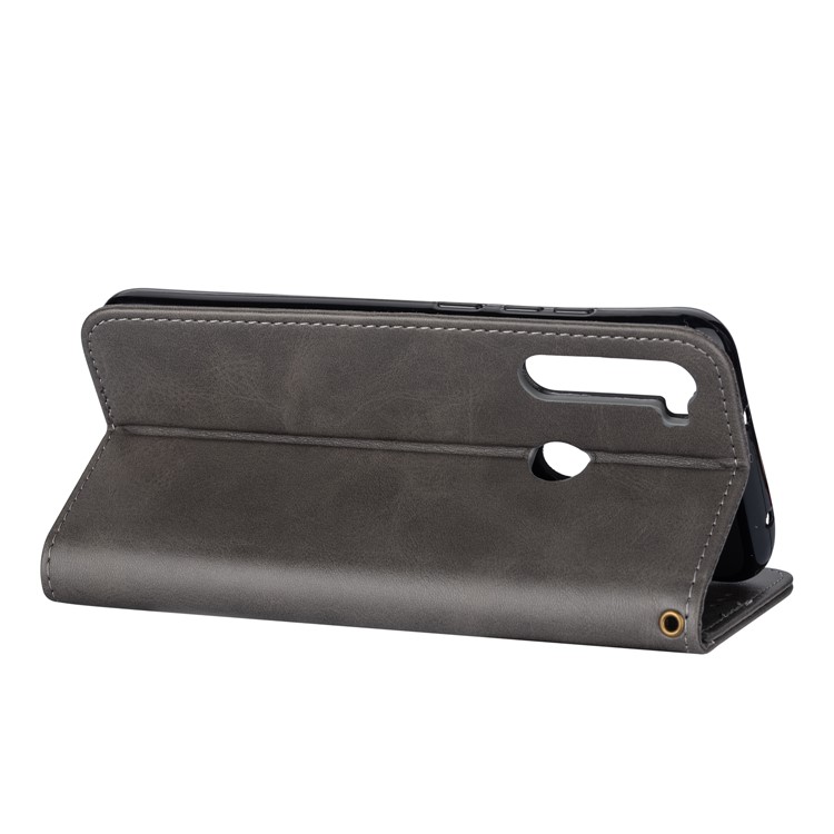 Zipper Pocket Leather Wallet Cover Case for Xiaomi Redmi Note 8 - Grey-5