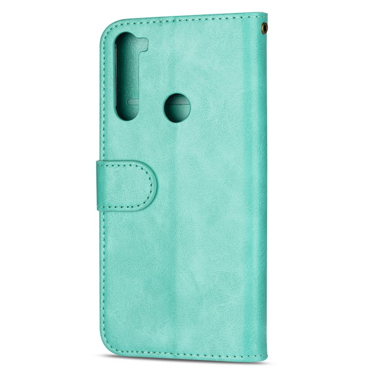 Zipper Pocket Leather Wallet Cover Case for Xiaomi Redmi Note 8 - Green-3