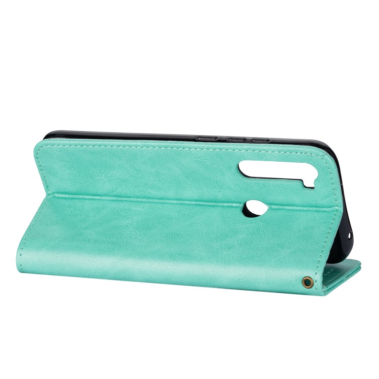 Zipper Pocket Leather Wallet Cover Case for Xiaomi Redmi Note 8 - Green-5