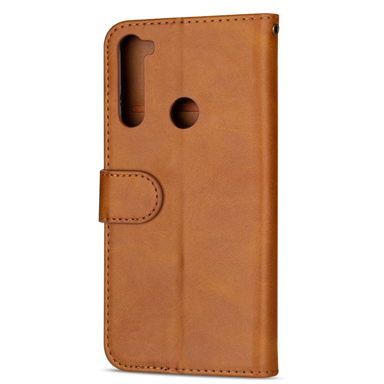 Zipper Pocket Leather Wallet Cover Case for Xiaomi Redmi Note 8 - Brown-3