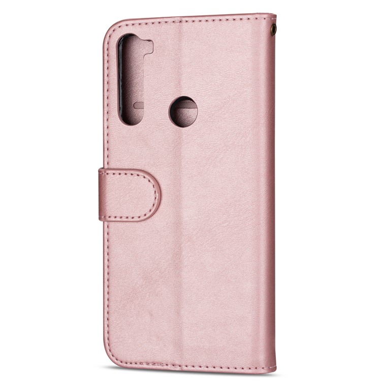 Zipper Pocket Leather Wallet Cover Case for Xiaomi Redmi Note 8 - Rose Gold-3