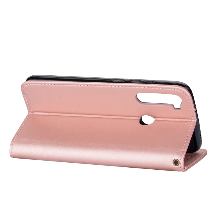 Zipper Pocket Leather Wallet Cover Case for Xiaomi Redmi Note 8 - Rose Gold-5