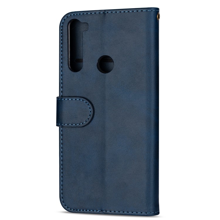 Zipper Pocket Leather Wallet Cover Case for Xiaomi Redmi Note 8 - Blue-3