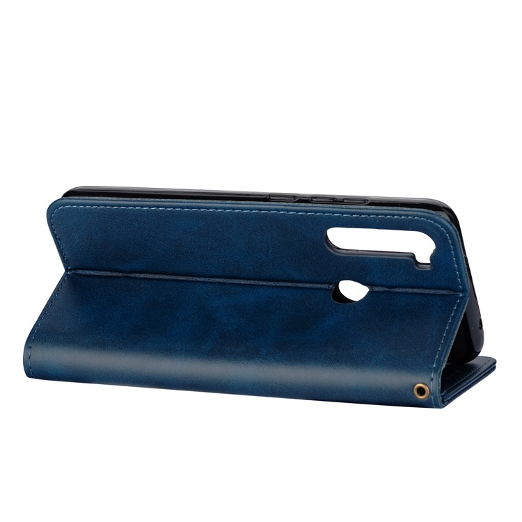 Zipper Pocket Leather Wallet Cover Case for Xiaomi Redmi Note 8 - Blue-5