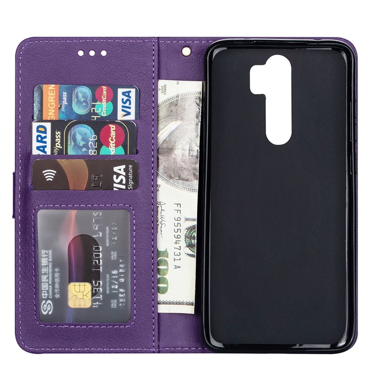 Zipper Pocket Leather Wallet Case for Xiaomi Redmi Note 8 Pro - Purple-4