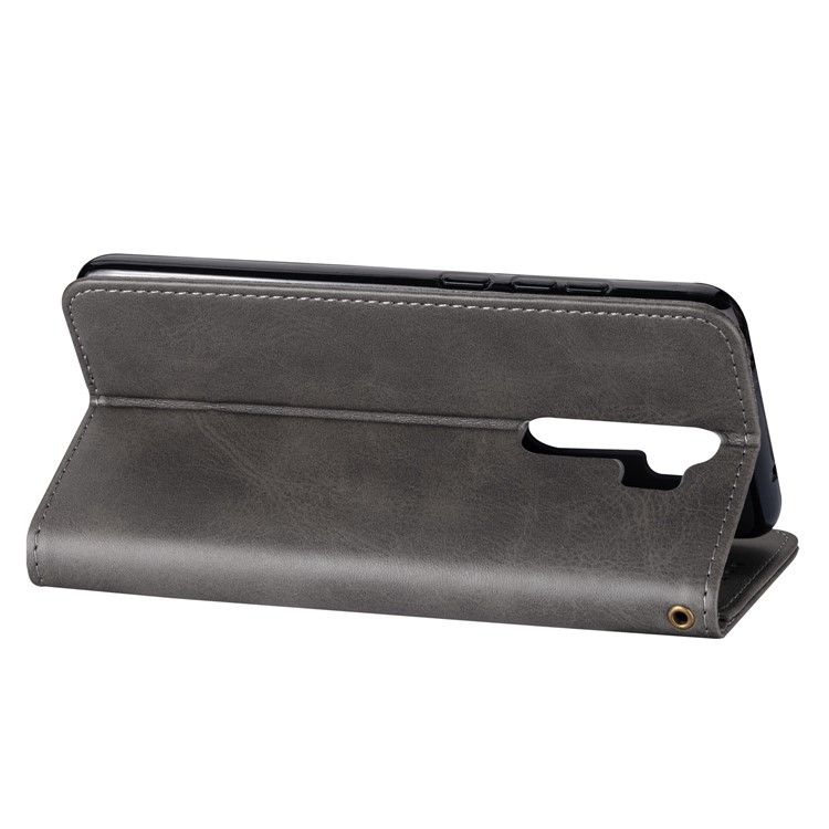 Zipper Pocket Leather Wallet Case for Xiaomi Redmi Note 8 Pro - Grey-4
