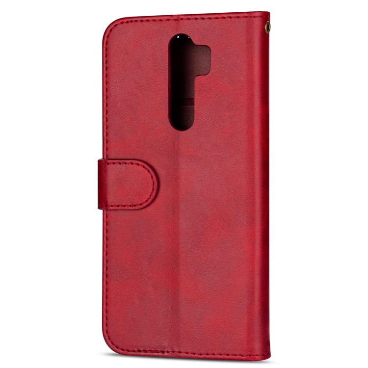 Zipper Pocket Leather Wallet Case for Xiaomi Redmi Note 8 Pro - Red-3