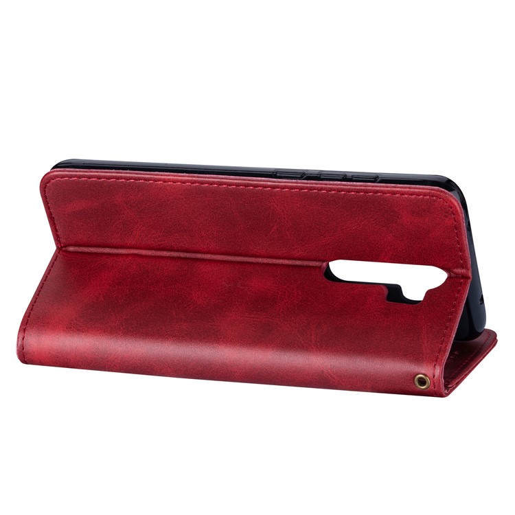 Zipper Pocket Leather Wallet Case for Xiaomi Redmi Note 8 Pro - Red-4