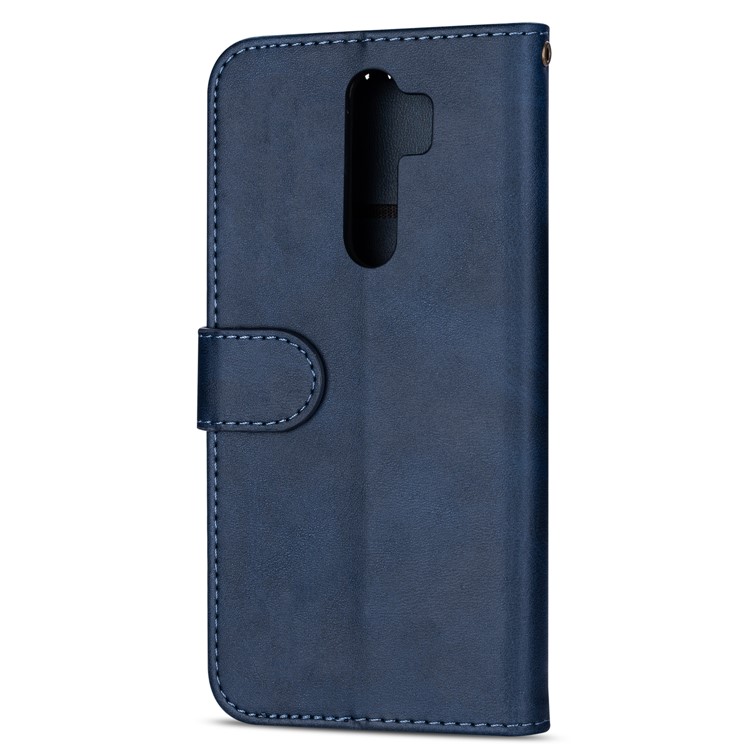 Zipper Pocket Leather Wallet Case for Xiaomi Redmi Note 8 Pro - Blue-3