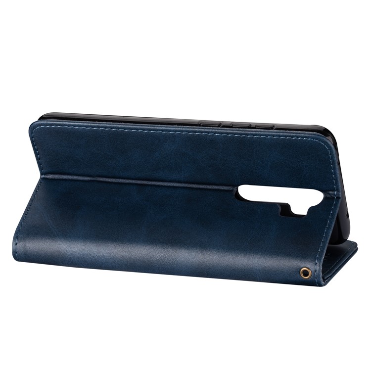 Zipper Pocket Leather Wallet Case for Xiaomi Redmi Note 8 Pro - Blue-4
