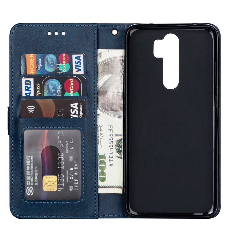 Zipper Pocket Leather Wallet Case for Xiaomi Redmi Note 8 Pro - Blue-5