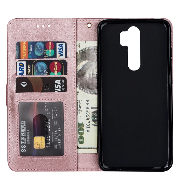 Zipper Pocket Leather Wallet Case for Xiaomi Redmi Note 8 Pro - Rose Gold-4