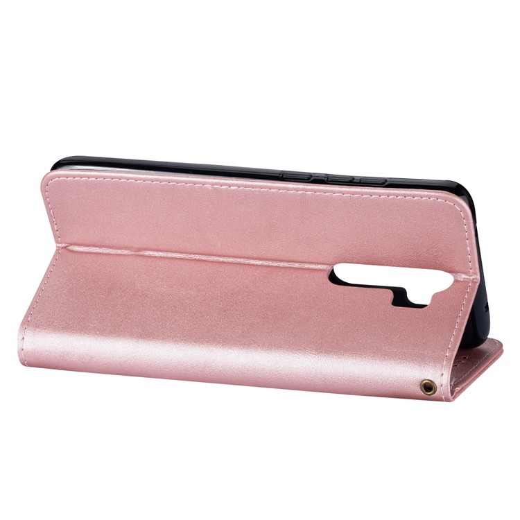 Zipper Pocket Leather Wallet Case for Xiaomi Redmi Note 8 Pro - Rose Gold-5