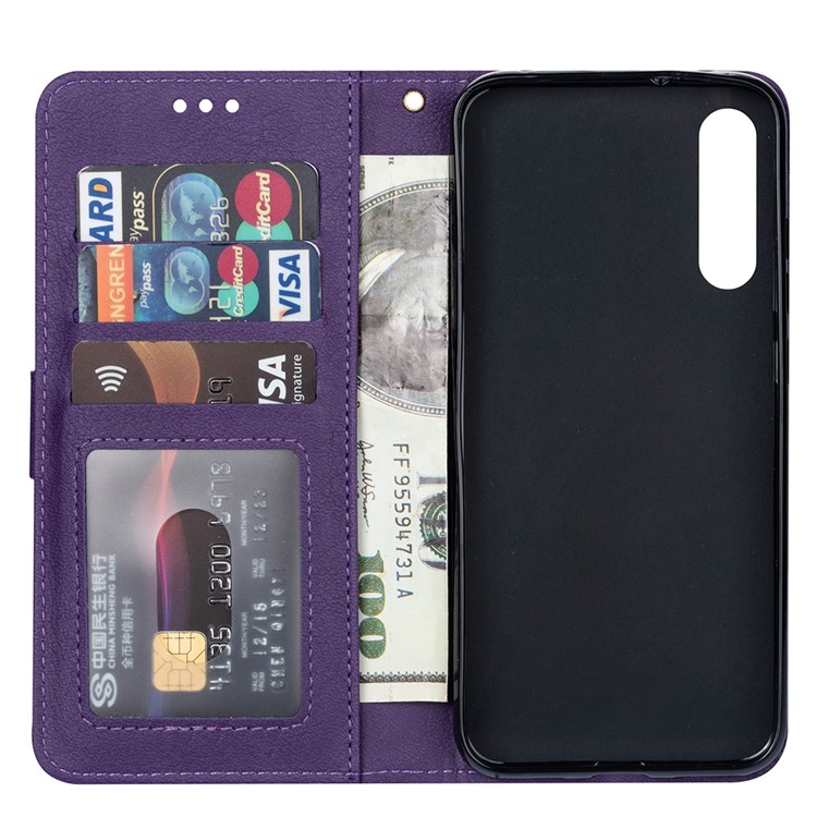 Zipper Wallet Flip Stand Leather Phone Shell with Strap for Xiaomi Mi 9 SE - Purple-4