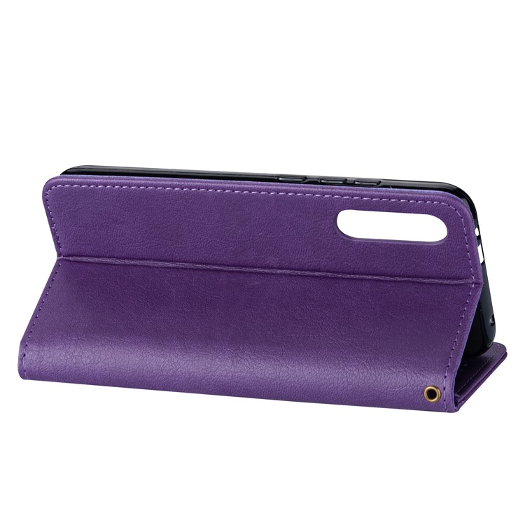 Zipper Wallet Flip Stand Leather Phone Shell with Strap for Xiaomi Mi 9 SE - Purple-5