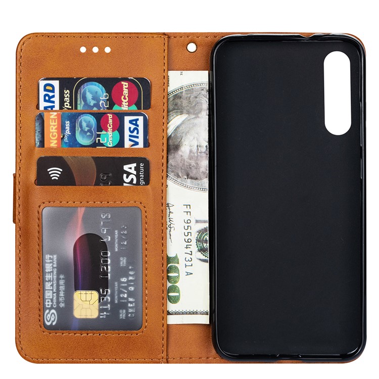 Zipper Wallet Flip Stand Leather Phone Shell with Strap for Xiaomi Mi 9 SE - Brown-4