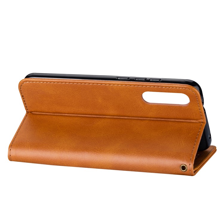 Zipper Wallet Flip Stand Leather Phone Shell with Strap for Xiaomi Mi 9 SE - Brown-5