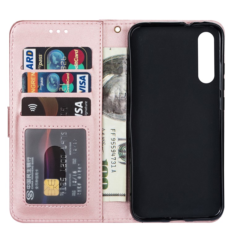 Zipper Wallet Flip Stand Leather Phone Shell with Strap for Xiaomi Mi 9 SE - Rose Gold-4