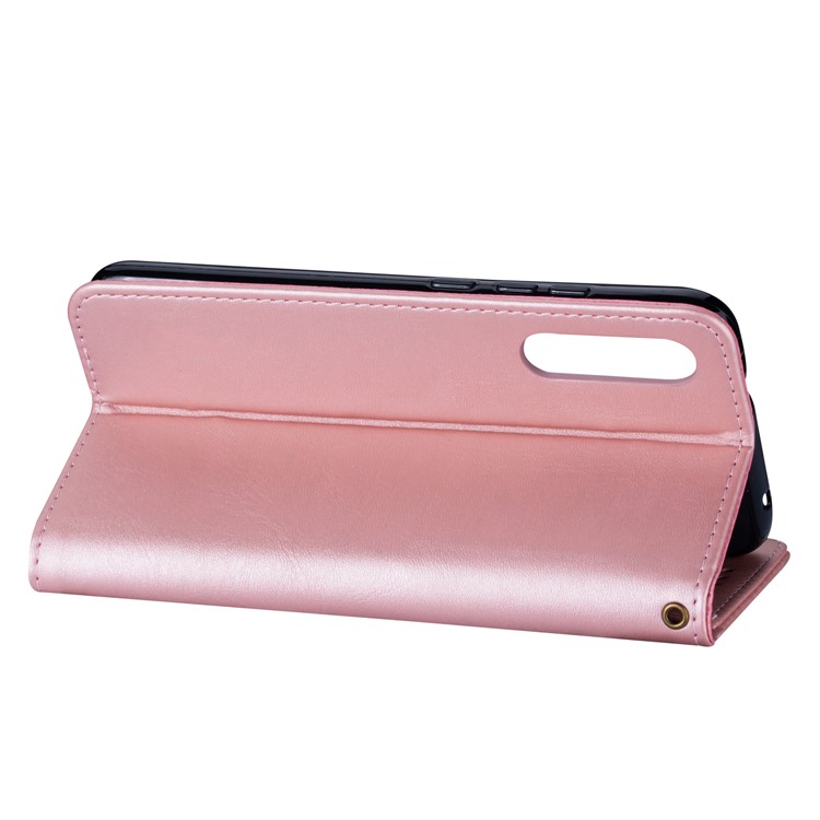 Zipper Wallet Flip Stand Leather Phone Shell with Strap for Xiaomi Mi 9 SE - Rose Gold-5