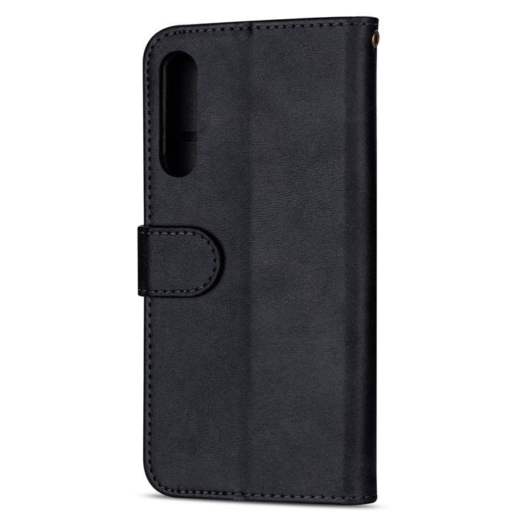 Zipper Wallet Flip Stand Leather Phone Shell with Strap for Xiaomi Mi 9 SE - Black-3