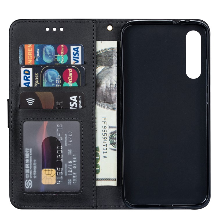 Zipper Wallet Flip Stand Leather Phone Shell with Strap for Xiaomi Mi 9 SE - Black-4
