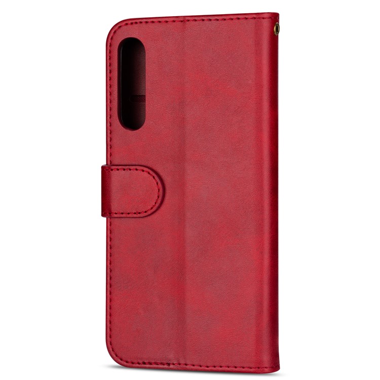 Zipper Wallet Flip Stand Leather Phone Shell with Strap for Xiaomi Mi 9 SE - Red-3