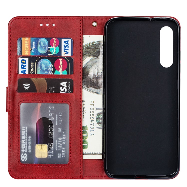 Zipper Wallet Flip Stand Leather Phone Shell with Strap for Xiaomi Mi 9 SE - Red-4