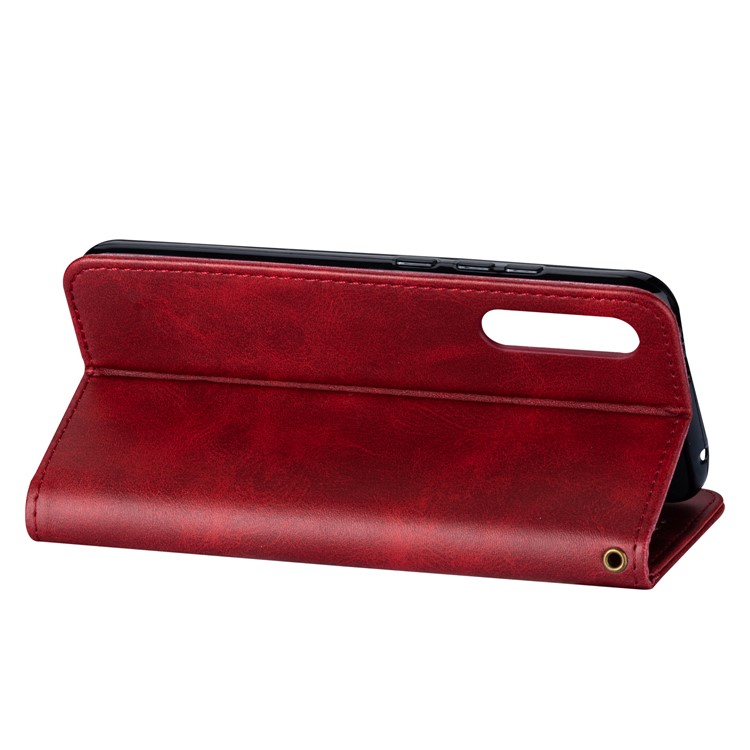 Zipper Wallet Flip Stand Leather Phone Shell with Strap for Xiaomi Mi 9 SE - Red-5