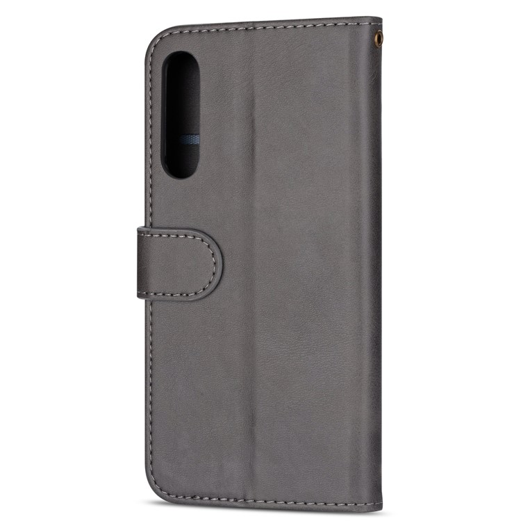 Zipper Wallet Flip Stand Leather Phone Shell with Strap for Xiaomi Mi 9 SE - Grey-3