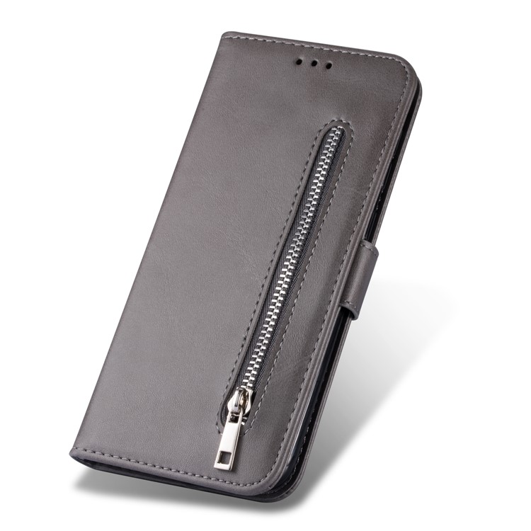 Zipper Wallet Flip Stand Leather Phone Shell with Strap for Xiaomi Mi 9 SE - Grey-7