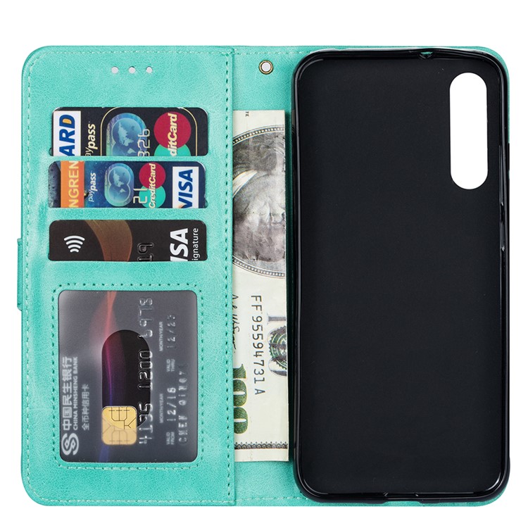 Zipper Wallet Flip Stand Leather Phone Shell with Strap for Xiaomi Mi 9 SE - Green-4