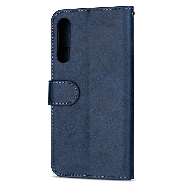 Zipper Wallet Flip Stand Leather Phone Shell with Strap for Xiaomi Mi 9 SE - Blue-3