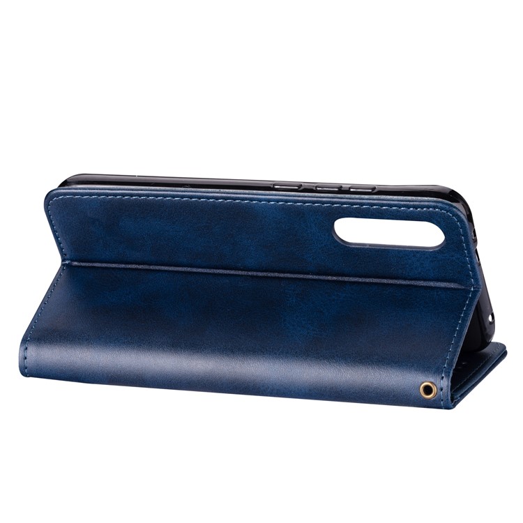 Zipper Wallet Flip Stand Leather Phone Shell with Strap for Xiaomi Mi 9 SE - Blue-5
