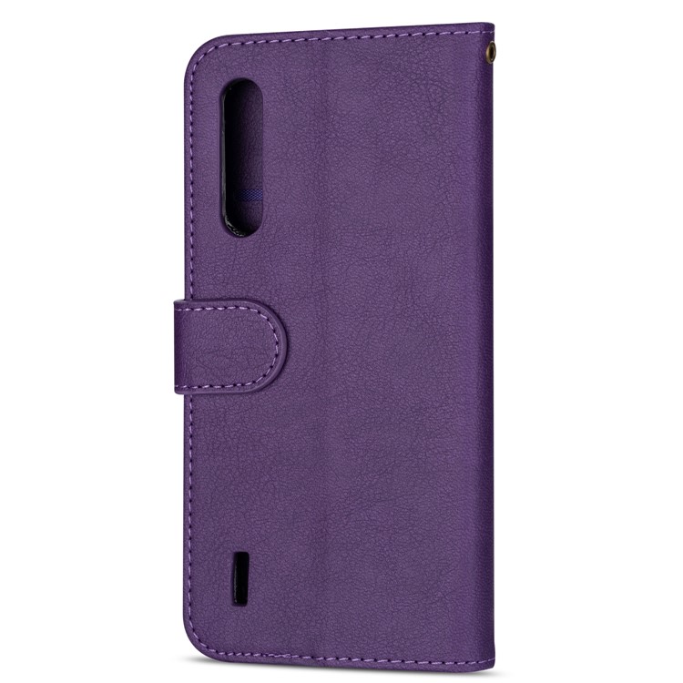 Reißverschluss Pocket Phone Leder Brieftasche Für Xiaomi Mi Cc9/mi CC9 Meitu Edition/Mi 9 Lite - Violett