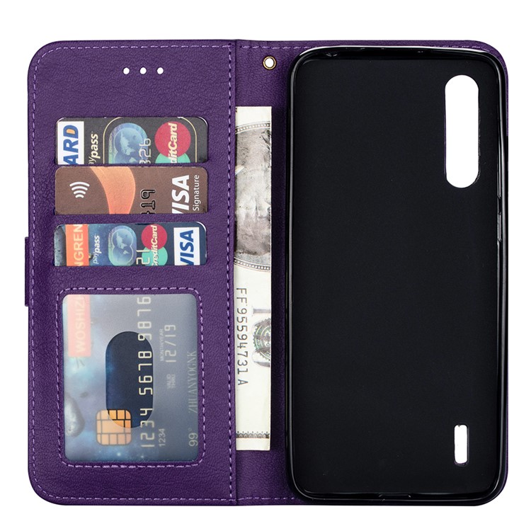 Custodia Per Portafoglio in Pelle Tascabile Con Zipper Per Xiaomi Mi Cc9/mi Cc9 Meitu Edizione/mi 9 Lite - Viola