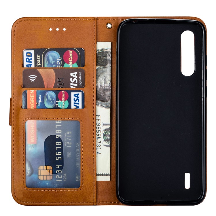 Zipper Pocket Phone Leather Wallet Case for for Xiaomi Mi CC9/Mi CC9 Meitu Edition/Mi 9 Lite - Brown-5