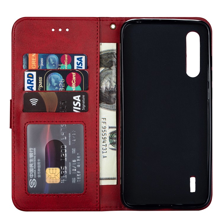 Zipper Pocket Phone Leather Wallet Case for for Xiaomi Mi CC9/Mi CC9 Meitu Edition/Mi 9 Lite - Red-5