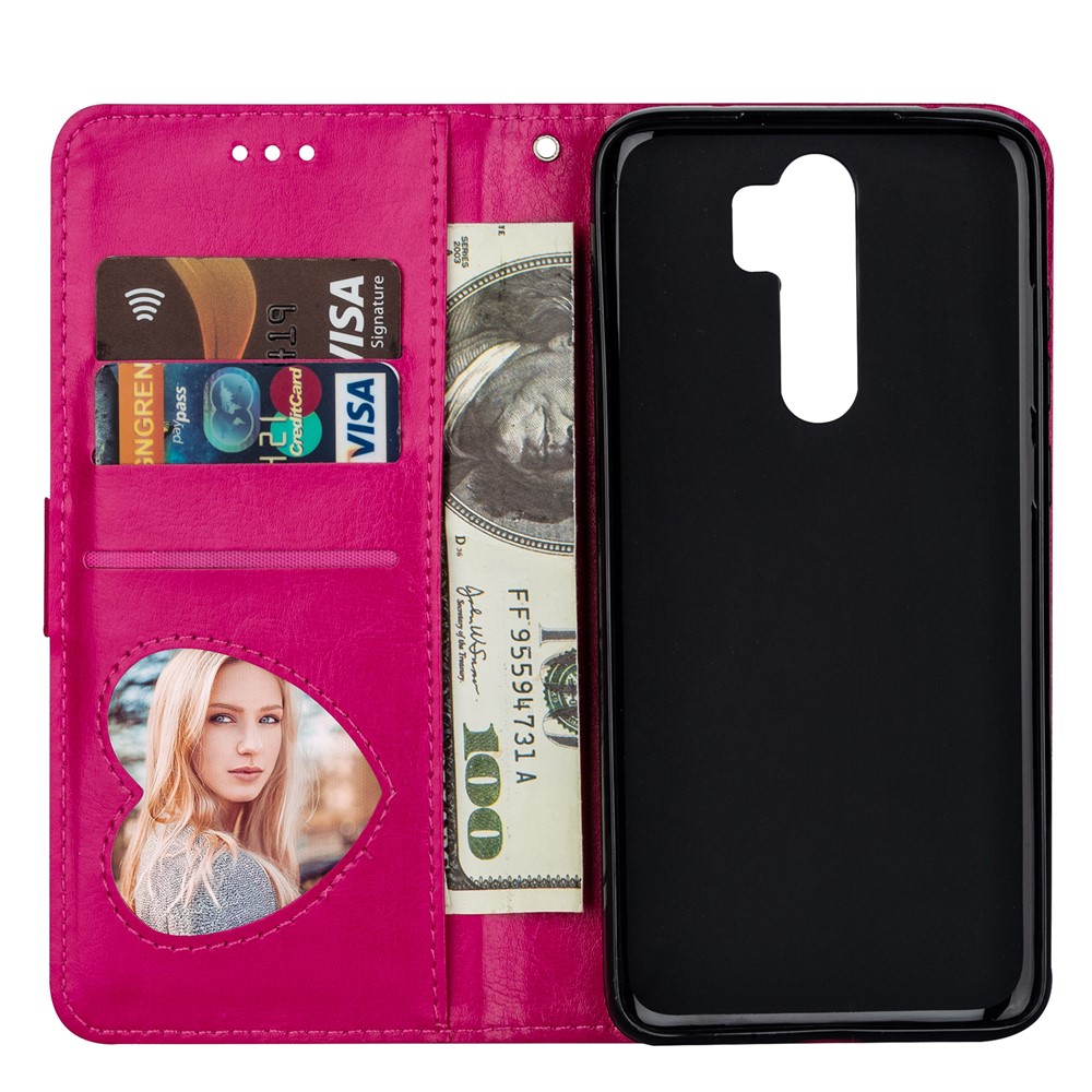 Glitter Powder Zippered Leather Wallet Case with Strap for Xiaomi Redmi Note 8 Pro - Rose-5