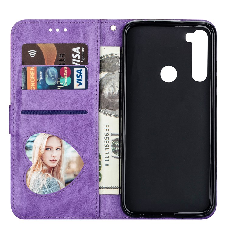 Shiny Sparkle Glitter Powder Zippered Stand Leather Shell with Strap for Xiaomi Redmi Note 8 - Purple-4