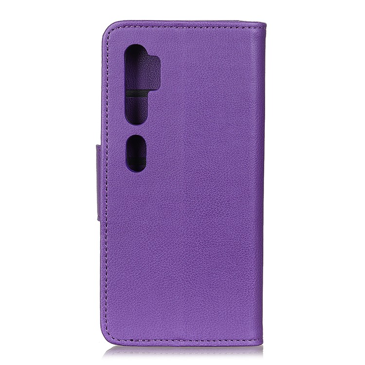 Litchi Texture PU Leather Wallet Stand Phone Case for Xiaomi Mi Note 10/Mi CC9 Pro - Purple-3
