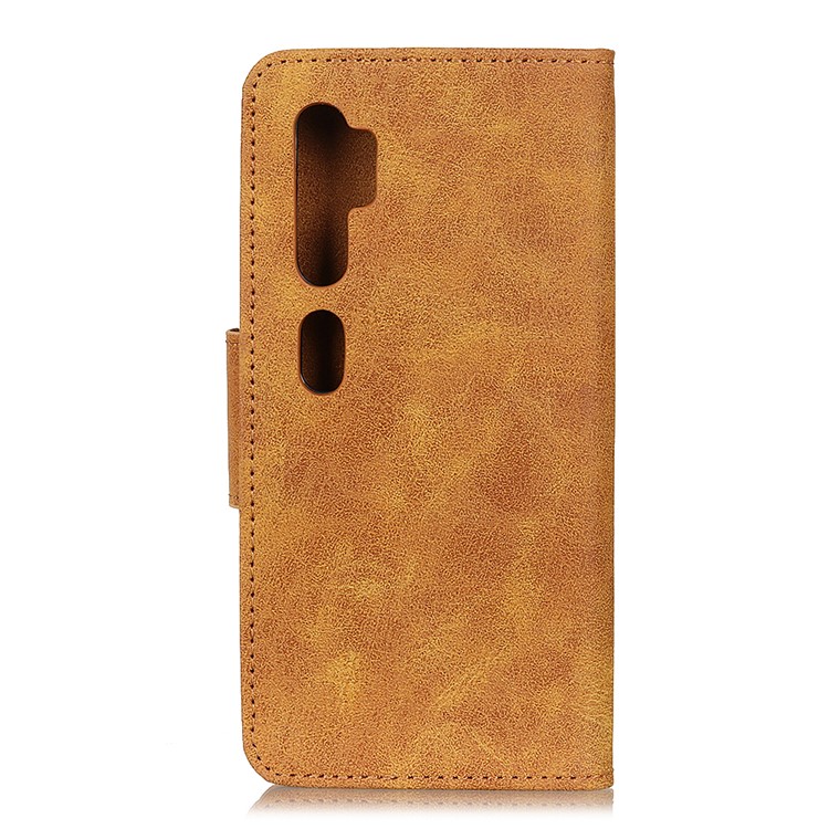 Vintage Style Leather Wallet Stand Phone Cover for Xiaomi Mi Note 10/Mi CC9 Pro - Brown-3