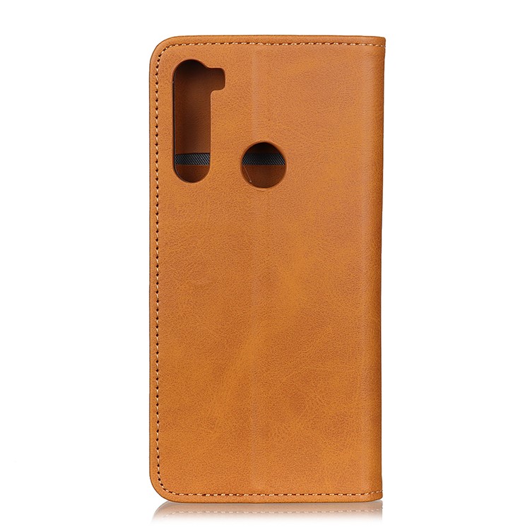Auto-absorbed Split Leather Wallet Cell Phone Case for Xiaomi Redmi Note 8T - Brown-8