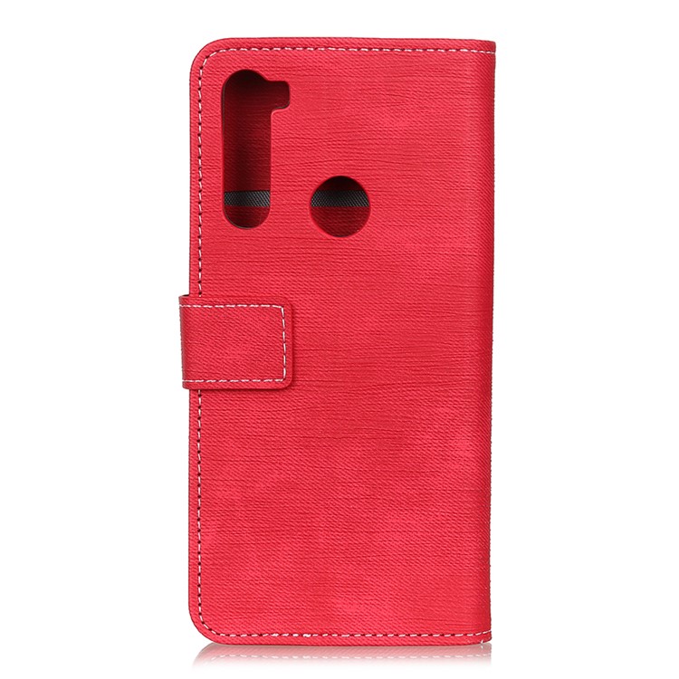 Jeans Cloth Leather Stand Wallet Mobile Phone Shell Case for Xiaomi Redmi Note 8T - Red-11
