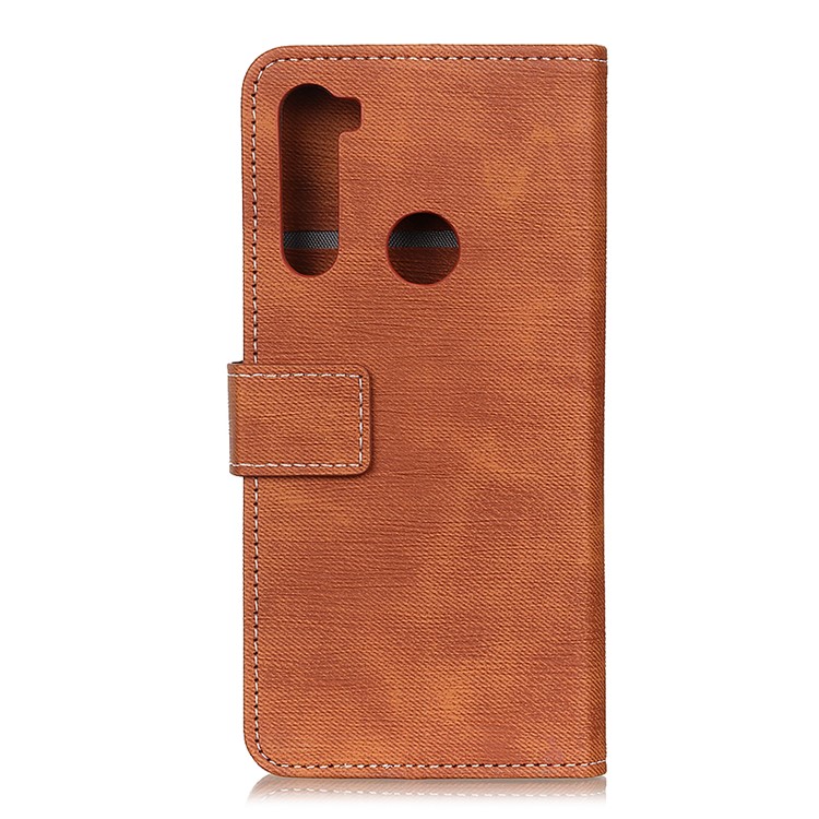 Jeans Cloth Leather Stand Wallet Mobile Phone Shell Case for Xiaomi Redmi Note 8T - Brown-11