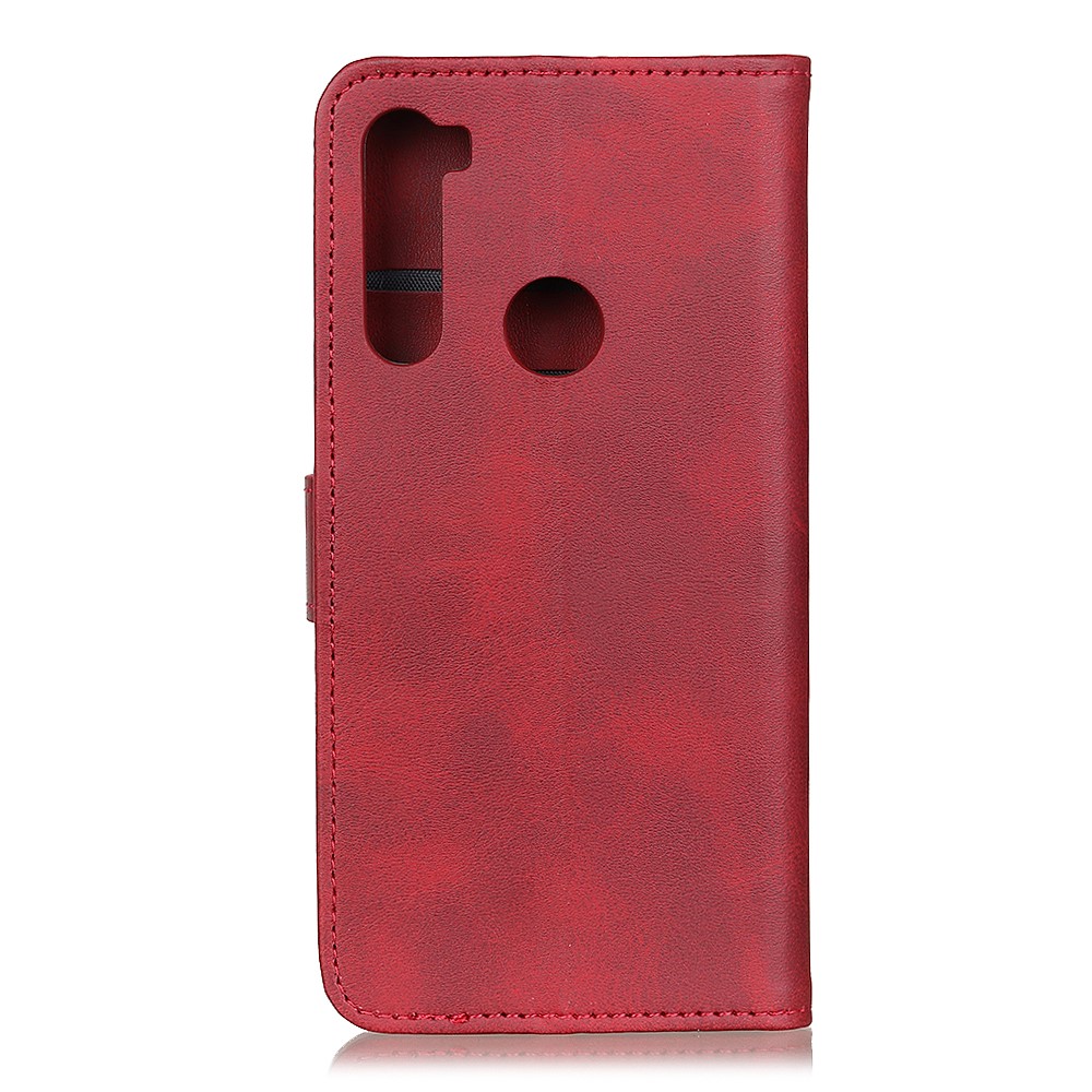 Matte Skin PU Leather Wallet Case for Xiaomi Redmi Note 8T - Red-10