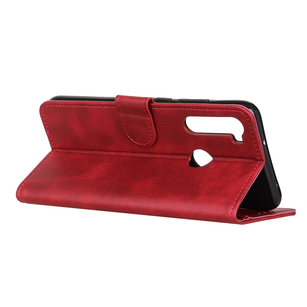 Matte Skin PU Leather Wallet Case for Xiaomi Redmi Note 8T - Red-11